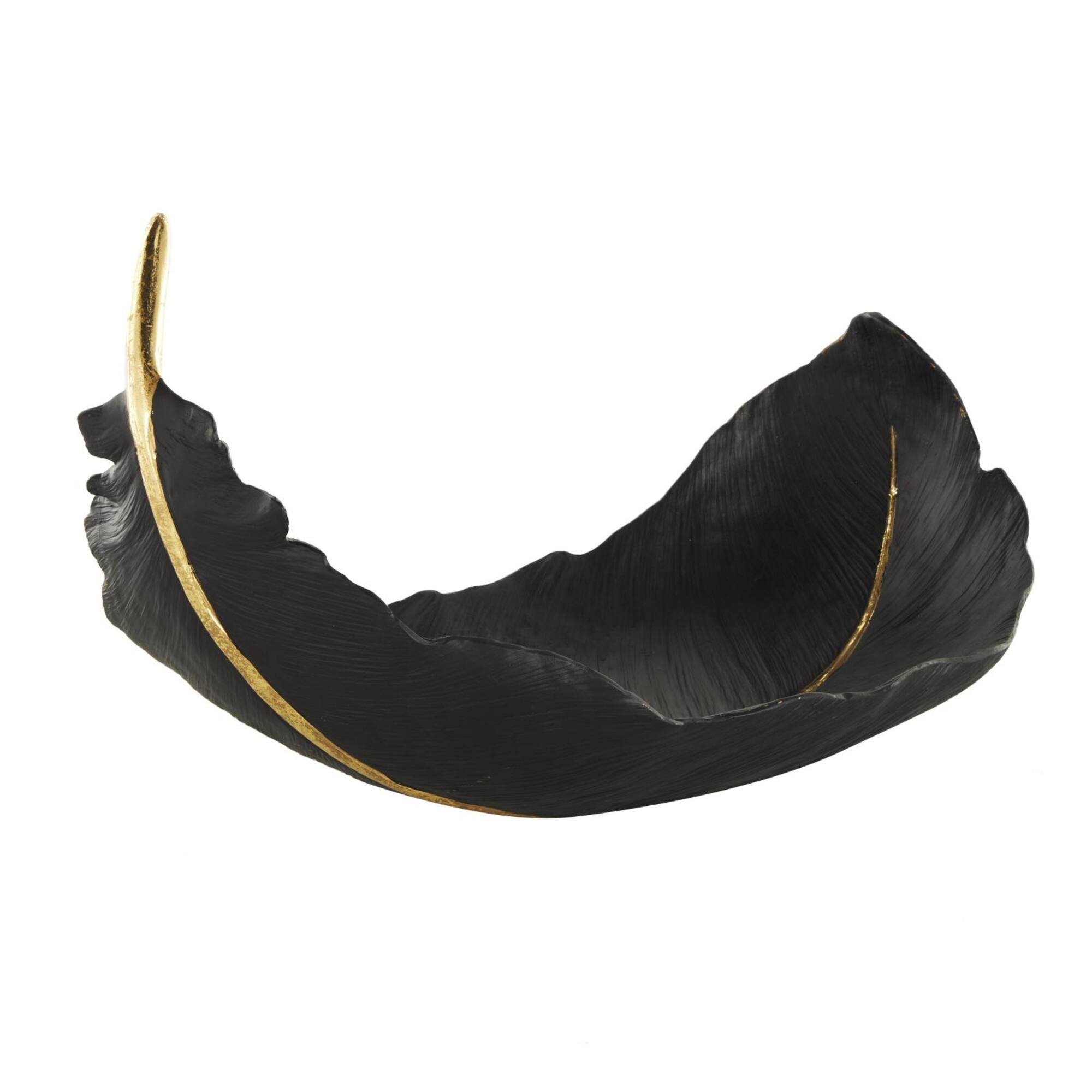 CosmoLiving by Cosmopolitan 13" Black Feather Decorative Bowl